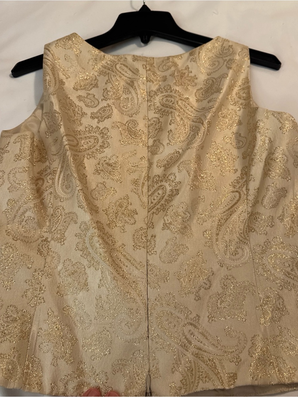 Sleeveless Metallic Brocade 2pc skirt set in Gold - Classic Formal Gown - Picture 5 of 12